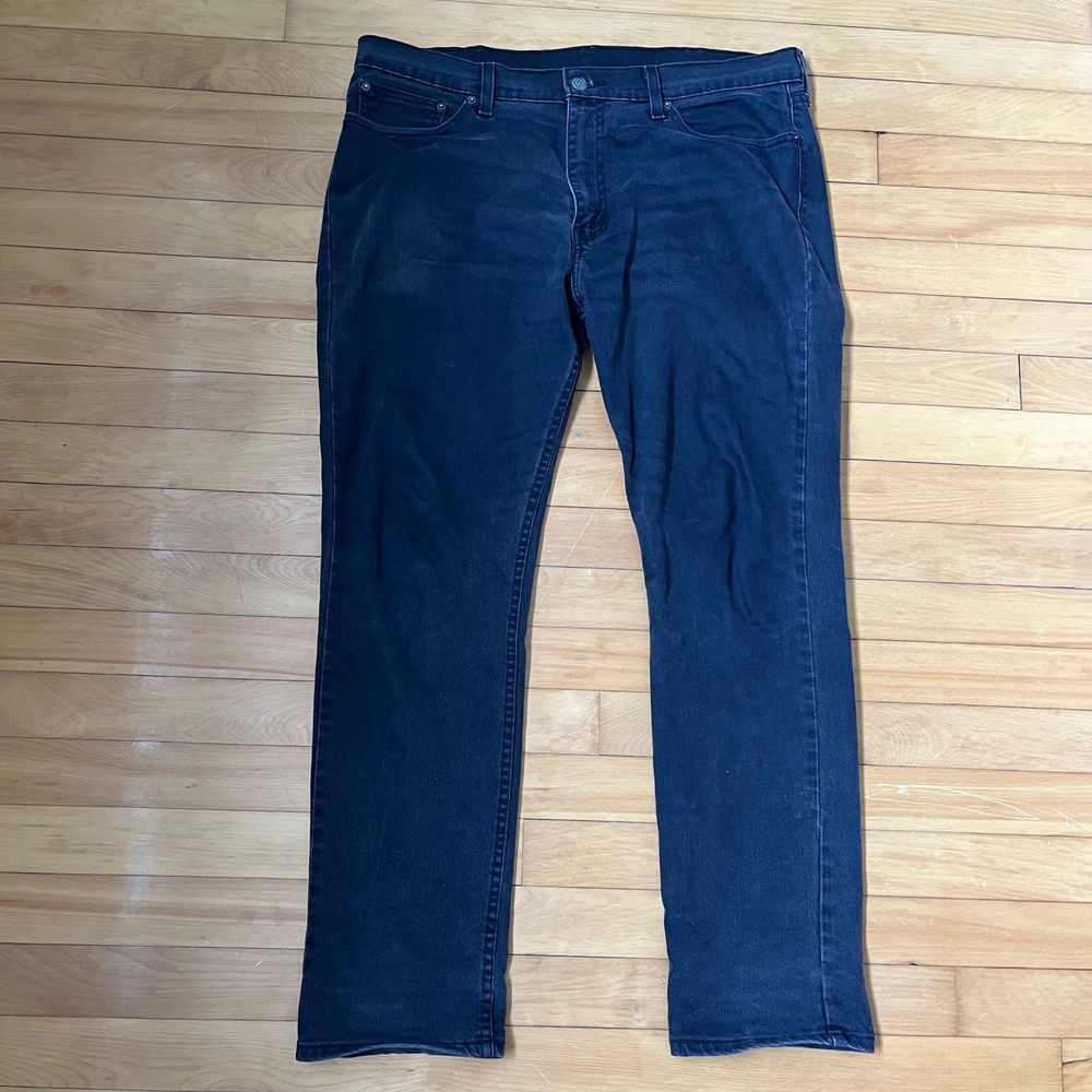 Levis 511 Slim Fit Jeans Mens 38x32 Faded Black Denim Pants 04511-1472